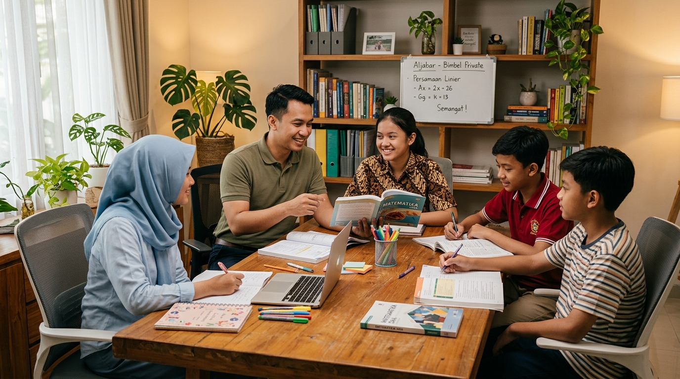 Siswa Bimbel Learning Center Surabaya belajar bersama dengan semangat dan ceria